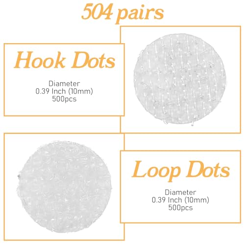 504 Paar Klettpunkte Selbstklebend 10mm Klett Klebepunkte Selbstklebende Klettpunkte Klebe Punkte Klettverschluss Selbstklebend Rund Weiß Klett Klebe Punkte für Handwerk Gebrauch Papier Leder(10mm)