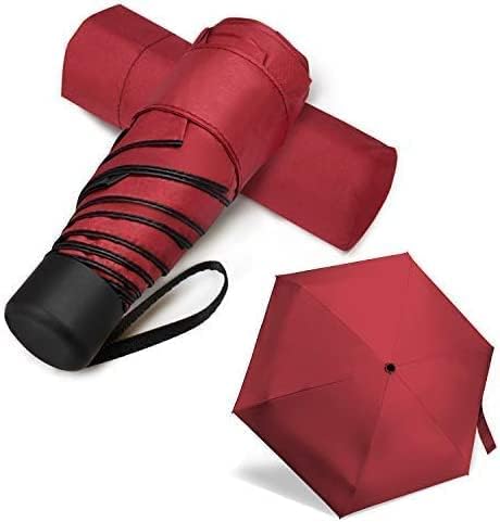 Mini Travel Umbrella Lightweight Small Compact Women Umbrellas for Sun Rain Pink