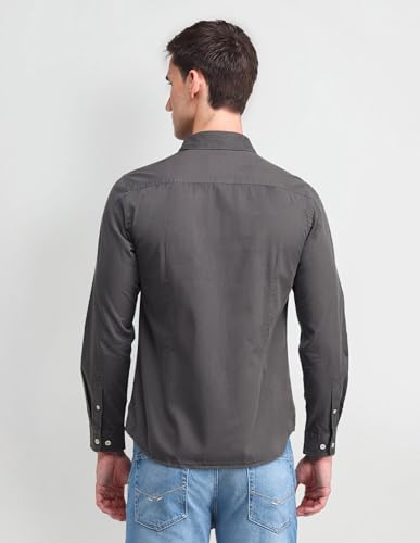 Image of U.S. Polo ASSN. Solid Slim Fit Shirts for Men - 100% Cotton, Full Sleeve Mens Casual Shirts