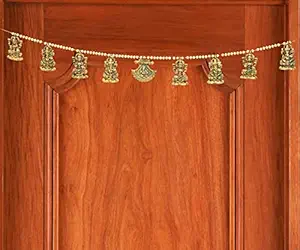Brown Leaf Premium Metal Antique Laxmi Ganesha Bandarwal Bandhawar Toran for Home Wedding and Diwali Decoration