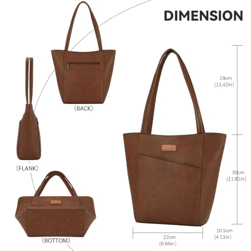 Image of Tote Bag for Women,Large Capacity Straw&Vegan Leather Tote Purses for Women,Shoulder Bags For Daily Travel Work Beach