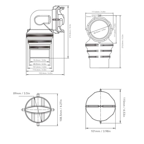 Image of Acouto RV Sewer Hose Elbow with Lid 90 Degree, Easy Installation Sewer Hose Connector, Suitable for Yacht