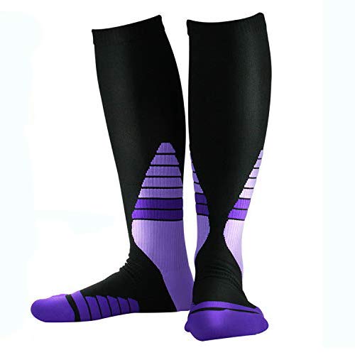 Acehmks Calcetines de Compresión (Púrpura, S)