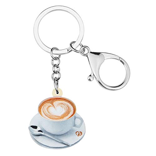 WEVENI Acrylic Coffee Cup Spoon Keychains for Women Teen Girls Birthday Party Accessories Purse Wallet Charms (Coffee Cup A)