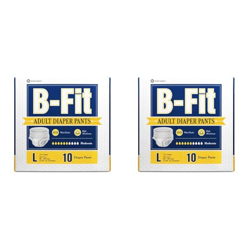 Image of B-FIT Unisex Adult Diapers Pant Style, Large Size, Pack Of 2, Unit Count 10