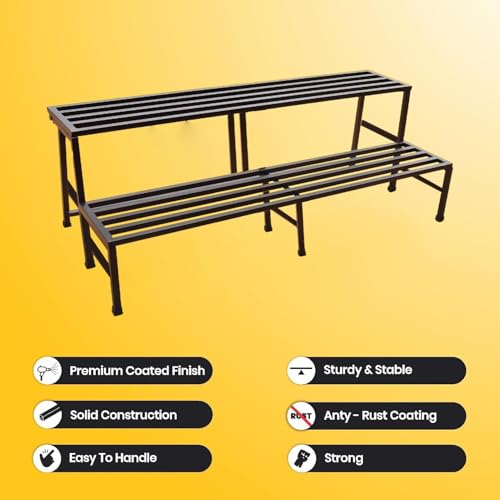 Image of IRON LANDS OAK 2 Step 37 Spectacular 3 Feet Heavy Duty Metal Perfect Plant Stands Display Rack Indoor & Outdoor for Your Home Balcony Hotel and Garden Decor (Black)