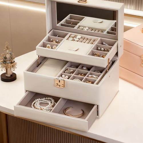 Rangement bijoux boucles d'oreilles colliers bagues en cuir - 7