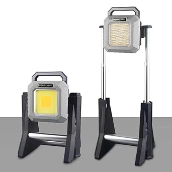 DROZIP Cordless Portable Waterproof LED Work Light with Stand Yellow Outdoor Fishing Car Repairing Lighting, Rechargeable Work Light with 360? Rotating