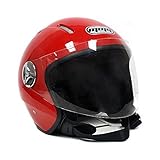 MMG Motorcycle Scooter Pilot Open Face Helmet Flip-Up Visor DOT (Model 28) - Red, Medium