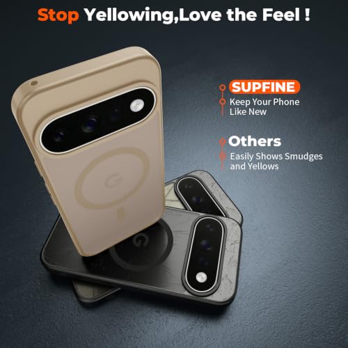 Image of SUPFINE Magnetic for Google Pixel 11 Pro XL Case - Pink Gold | With Screen Protector,Translucent Matte,Built-in Magnets,Military Grade Drop Protection,Shockproof Phone Cover