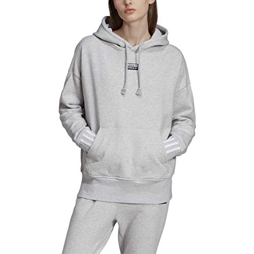 adidas Women's Hoodie Cotton Fashion Hooded Sweatshirts (Grey, Large)