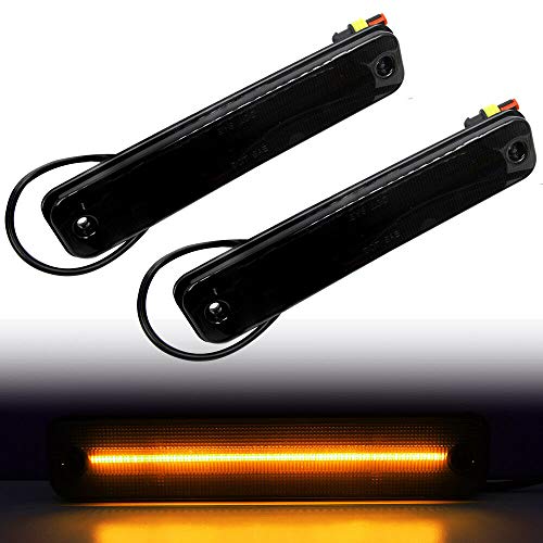 NSLUMO Amber Red Led Side Marker Lights for 2003-2009 Hummer H2 Smoked Lens Side Fender Lights Replace OEM Led Sidemarker Lamps