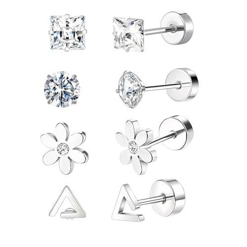 TEOZBLU 8 Pcs Piercing Tragus Mujer Hombre Piercing Acero