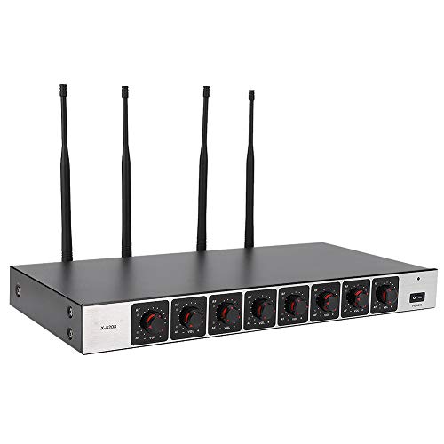 Drahtloses Mikrofon-System, 700-790 MHz, 8 Kanäle Professionelles drahtloses Konferenz-Revers-Lavalier-Mikrofon-Kit für Kirchen, Hochzeiten,
