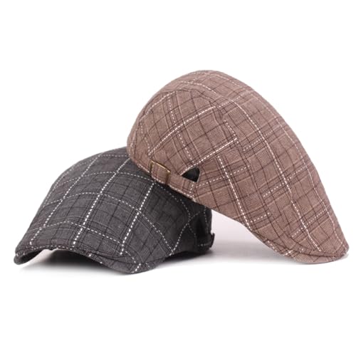 Image of Quanhaigou Men's Cotton Flat Ivy Gatsby Newsboy Driving Hat Adjustable Irish Cabbie Ivy Driving Hunting Cap