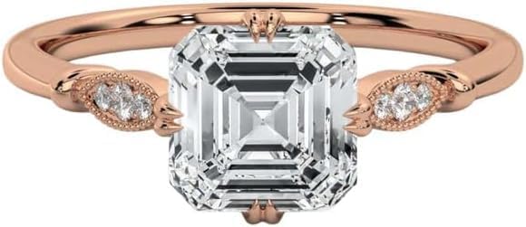 1ct-5ct Asscher Moissanite Engagement Ring For Women Moissanite Engagement Ring in 10K/14K/18K White gold And 925 Sterling Silver Wedding & Proposal Jewelry