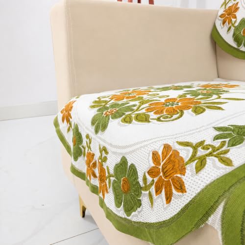 Image of Homerz Premium 'Surya Series' Sofa Cover | Stylish Sofa Protector | Net Fabric | Anti-Stain & Washable Slip Cover Exact Size Antislip (Daisy Green, 2 Seater, Seat Cover with Backrest)