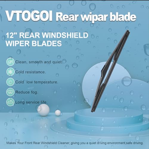 Image of VTOGOI Original Factory Quality Rear Windshield Wiper Blades Replacement For Mercedes-Benz GLA250 2014-2021,Mini Cooper R55 2008-2012,Easy To Install 12 inch(Pack of 1)