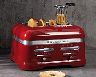 Kitchenaid tostapane - Artisan - Toaster 4 fette con scomparti extra-large e pinze autocentranti - Macchina per Toast con 7 Livelli di Doratura - Retro - Rosso mela metallizzato