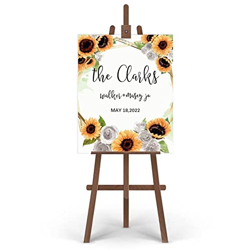 Letrero de bienvenida de boda con girasoles personalizable para decoración de recepción 4