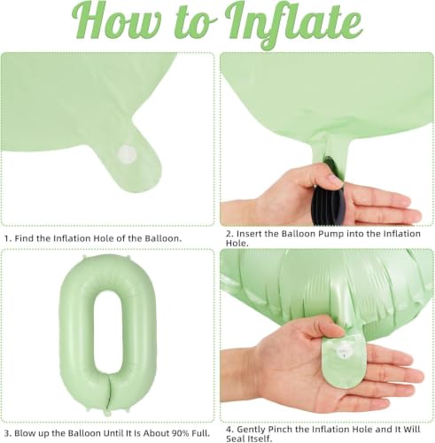 Image of Solid Green 0 / Zero Number Foil Balloons 32 inch Birthday Party Decoration Helium Supported