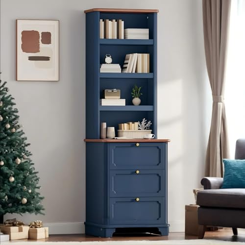 YITAHOME Bookcase with Drawers, 71" Tall Bookshelf with Storage &
