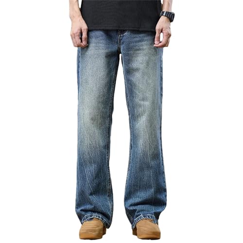 Mens High Waist Baggy Jeans Wide Leg Denim Pants Casual Loose Fit Jeans with Pockets