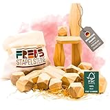NatureXcaps Fred's STAPELSTEINE - FSC® 100% - Montessori Spielzeug - Holzspielzeug ab 3 Jahre - Balanciersteine für Kinder - Lernspielzeug ab 3 Jahre - Waldorf-orientiert & Sensorik Spielzeug