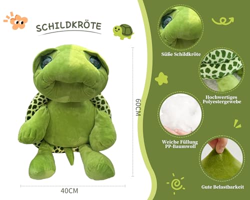 AURWEL 60cm XXL Plüschtier Schildkröte Kuscheltier | Super Weich mit Premium-PP-Füllung |Schildkröten-Spielzeug & Stofftiere-Deko für Wohnzimmer und Entspannung Familie