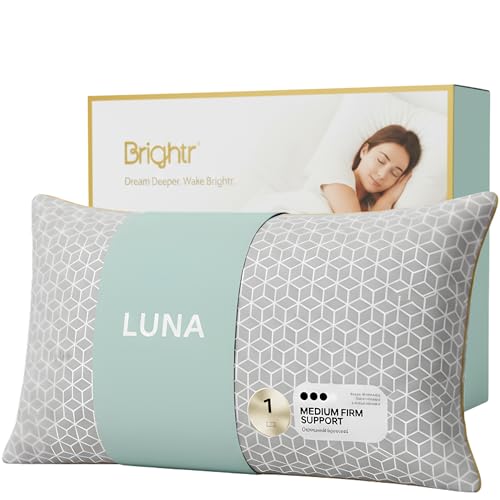 Brightr®️ ‘Luna’ Memory Foam Pillow for Neck and Shoulder Pain | Height Adjustable Pillow for Side Sleepers | Osteopath Recommended | Skin Cooling | Anti Dust Mite | Medium Firm