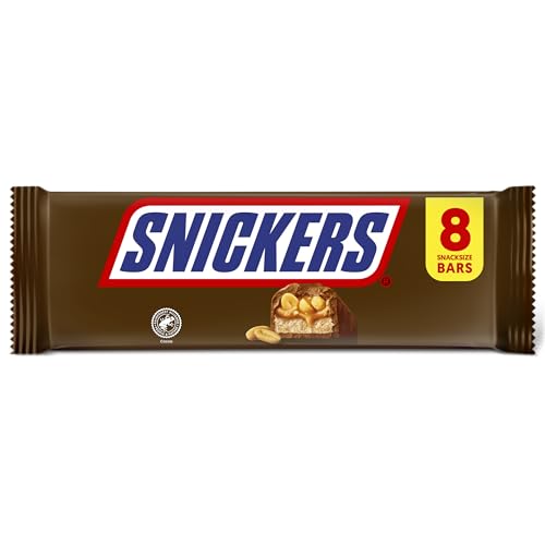 Snickers Chocolate Bars 8 Pack Chocolate Multipack Milk Chocolate with Roasted Peanuts Caramel & Nougat Satisfying Hunger Snack On-the-Go Energy Treat Value Pantry Pack