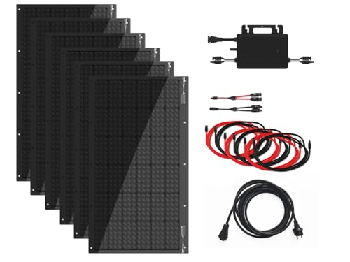 Technaxx Centrale Solaire Flexible pour Balcon 600W WiFi TX-270 – 6x 105W (630W) Modules Monocristallins, Conception en EVA sans Verre, Micro-onduleur 600W/800W, Surveillance via Application