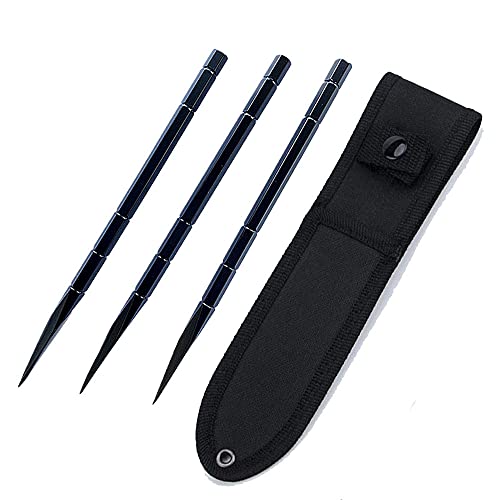 Stainless Steel Flying Needle Set Three-piece Throwing Knife Tactical Ninja Throwing Knife Flying Nail Darts (Black, 22cm)
