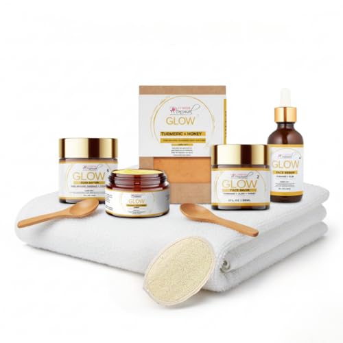 Luxury Turmeric Glow Spa Gift Box for Women - All-Natural Skincare Set with Face Mask, Serum, & Soap - Organic Turmeric-Infused Beauty Gift Basket for Glowing Skin