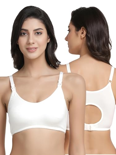 Image of Inner Sense Organic Cotton Bamboo Nursing Bra for Women I Non Padded Feeding Bra with Keyhole Back Design and Wire Free I Maternity Innerwear with Full Coverage