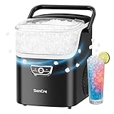 SenCre Nugget Ice Maker Countertop with Handle, Ready in 5 Mins, 40lbs/Day Soft Sonic Ice, Auto-Cleaning Portable Ice Machine for Home Kitchen Office Party & Large Families
