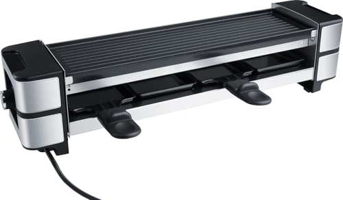 Steba RC 140 Guss-Raclette – PFAS-freie Keramikbeschichtete Grillplatte, Wendbar, 4 Antihaft Pfännchen, Stufenloser Regler, 38,5 x 11 cm Grillfläche