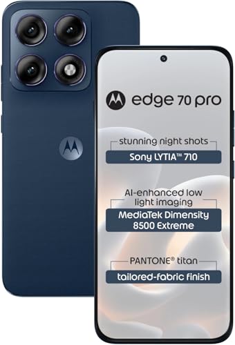 Motorola Edge 70 Pro 5G (Pantone Titan Blue, 12GB RAM, 256GB Storage) | Dimensity 8500 Extreme | 50MP Dual Camera | 6500mAh Battery | 6.8” 144Hz AMOLED Display