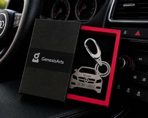 Image of Personalized Stainless Steel Key Chain /Key Ring | Durable, Compatible with All Models | Customized Car Number Plate | Ideal Gift for Him (Silver)