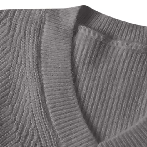 Mens V Neck Texture Sweater Casual Cable Knitted Comforable Breathable Solid Color Fall Winter Ribbed Chunky Sweaters4