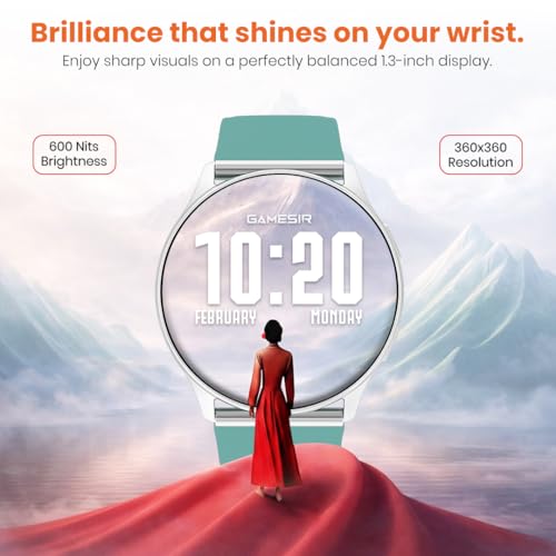 Image of GameSir Evo Vista Smartwatch, 1.39 inch HD Round Display, Bluetooth Calling, Heart Rate & SPO₂, 100+ Sports Modes, IP67, Long Battery Life for Men & Women (Light Green)