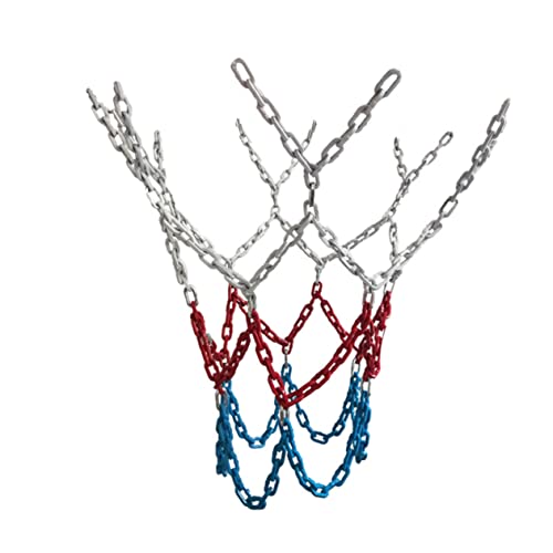 WESIEVYA 1pc Tricolor Basketball Net Professional Chain Mesh All-Weather Accessory Fits Full Youth for Schools Training and
