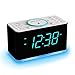 Emerson ER100401 Smartset 15Watt Ultra Fast Wireless Charging Dual Alarm Clock Radio with Bluetooth Speaker, USB Charger, Cyan LED Night Light and 1.4