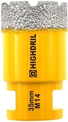 HIGHDRIL Diamond Core Drill Bit - 1-3/8"(35mm) with M14 Thread Dry drilling for Porcelain Tile Ceramic Granite Marble Stone Masonry Brick for Angle Grinders