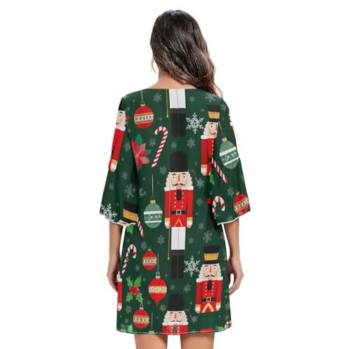 Robe d'été en mousseline col V : le confort fluide vert de Noël - 4