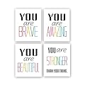 Typography Watercolor Words Inspirational Quote&Saying Modern Art Print Set of 4 (8”X10” Canvas Painting?Motivational Phrases Wall Art Poster for Nursery or Kids Room Home Decor?No Frame