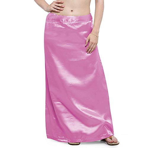 Photo de ABN Fashion Jupon sari réglable en satin de soie avec doublure pour femme, rose bébé, taille unique