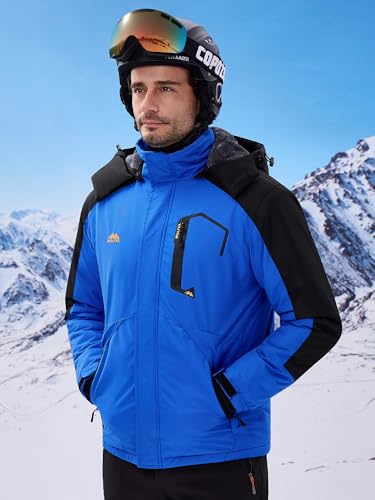 Image of WULFUL Men's Ski Jackets Warm Winter Snow Windbreaker Resistant Snowboard Fleece Coat Mountain Waterproof Parka with Hood