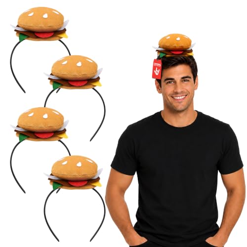 Nicky Bigs Novelties 4-Pack Hamburger Hats, Multicolor For Halloween