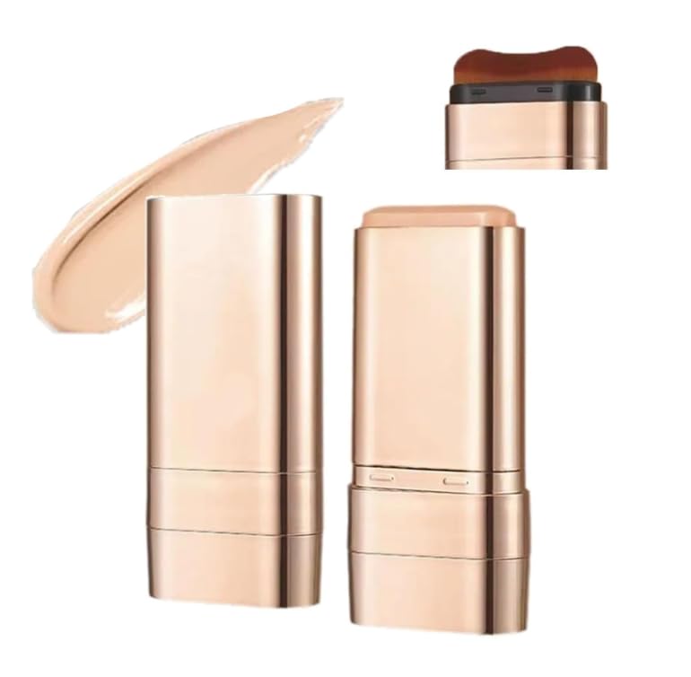 Base de Maquillaje Correctora Luminosa de Doble Punta, 2 en 1, de Larga Duración y con Brocha, Ligera e Iluminadora, Acabado Mate de Cobertura Total para Maquillaje Facial (02#)